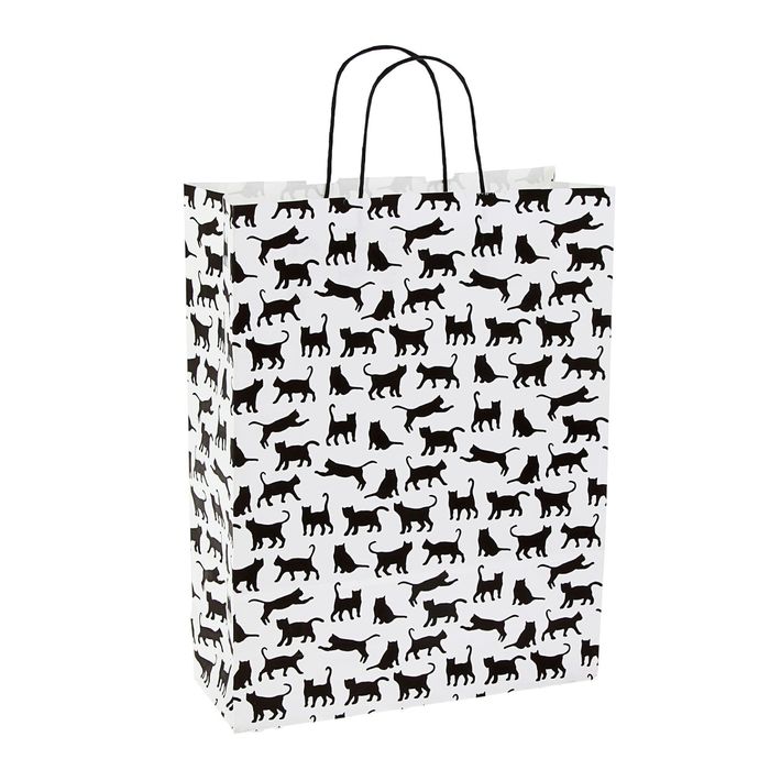 Пакет крафт "Коты черные", 32 х 12 х 42 см