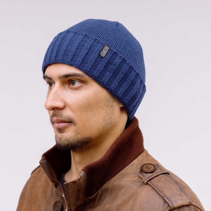 Шапка мужская "ФОКС" демисезонная 140705 цвет джинсовый, р-р 56-58