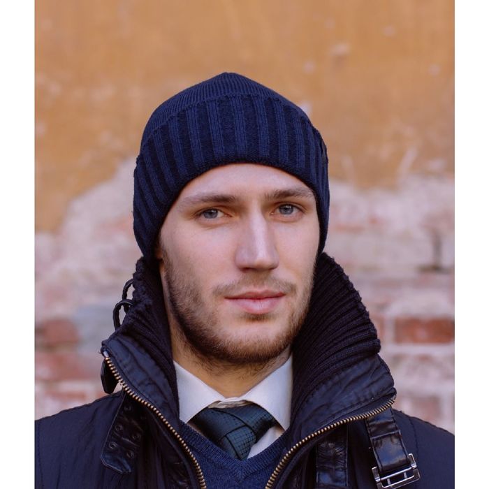 Шапка мужская "ФОКС" демисезонная, размер 56-58, цвет темно-синий 140702