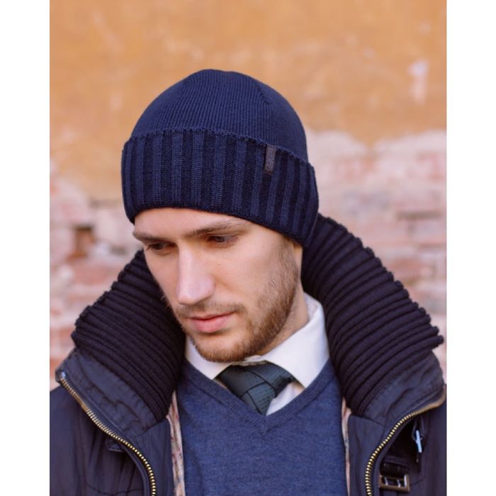 Шапка мужская "ФОКС" демисезонная, размер 56-58, цвет темно-синий 140702