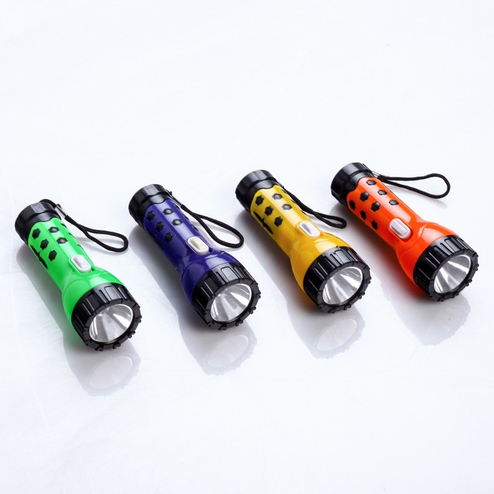 Фонарик ручной, вставки-цветочки, 1 диод, микс