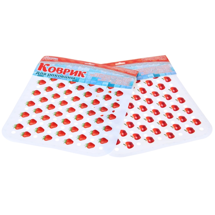 Коврик в раковину 30х26 см "Фрукты-ягоды", цвет МИКС