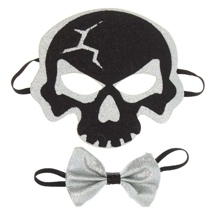 Карнавальный набор "Череп" 2 предмета: маска, бабочка, цвета МИКС