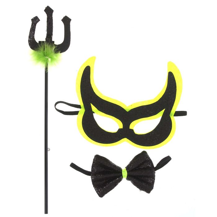 Карнавальный набор "Карнавал" 3 предмета: маска, бабочка, трезубец, цвета МИКС