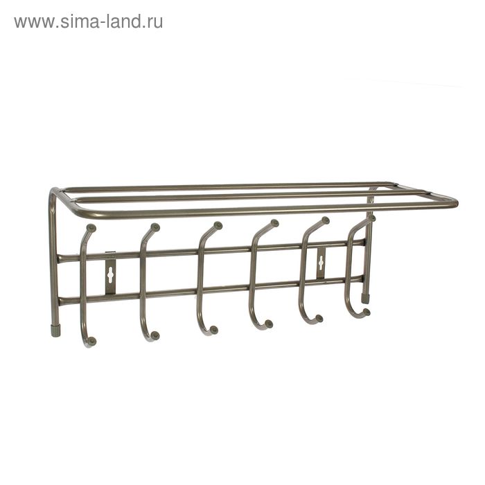 

Вешалка настенная с полкой на 6 крючков, 60×23,8×26,8 см, цвет серебро