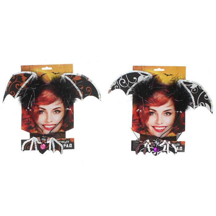 Карнавальный набор "Летучая мышь" 2 предмета: ободок повязка, цвета МИКС