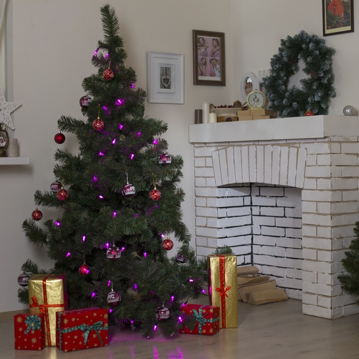 Гирлянда "Метраж" улич. с насад. "Конус" 5 м, Н.Т. LED-40-220V, фиксинг, РОЗОВЫЙ