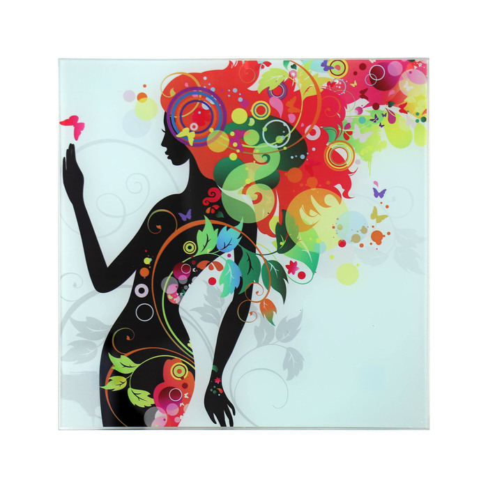 Картина на стекле "Девушка в цветах" листья