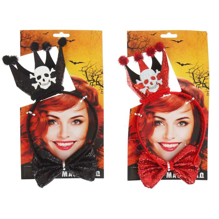 Карнавальный набор "Корона с черепом" 2 предмета: ободок, бабочка, цвета МИКС