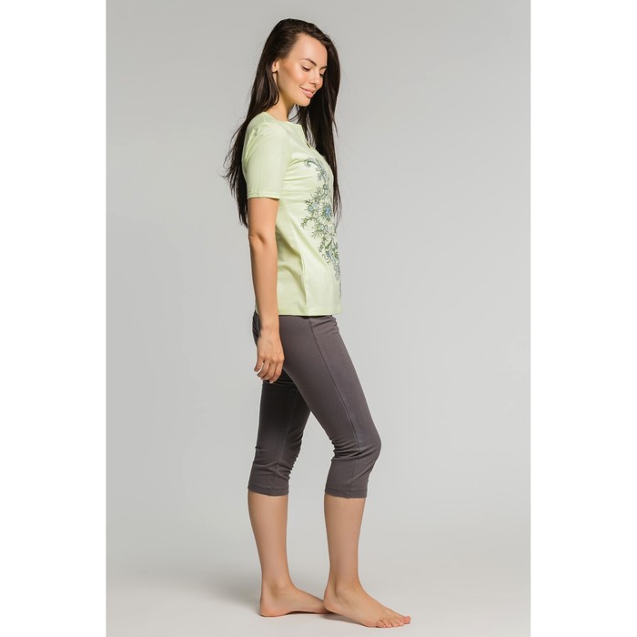 Комплект женский (футболка, бриджи) М-170-09 салат/серый, р-р 44
