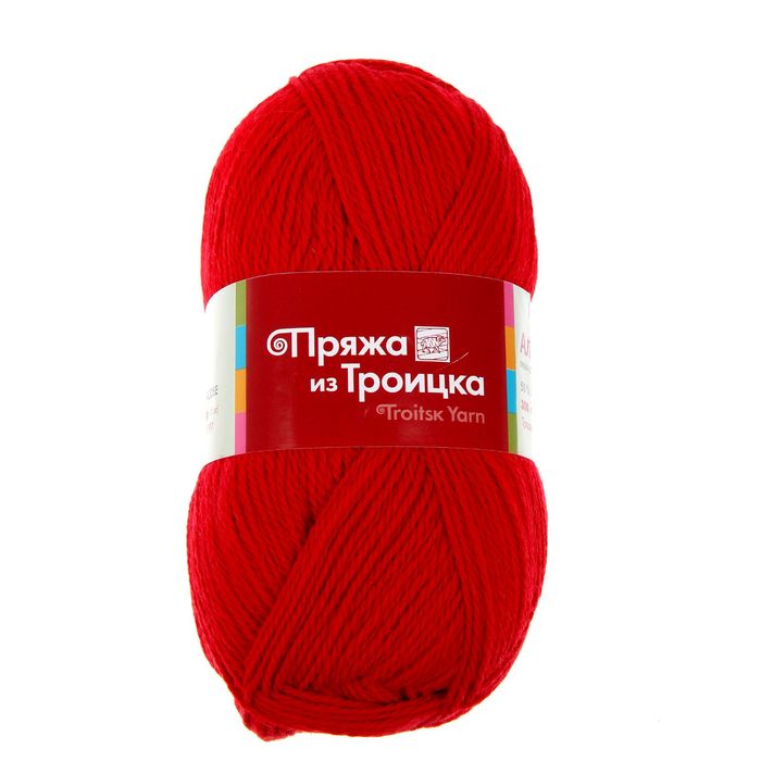 Пряжа "Алиса" 50% шерсть, 50% вискоза 300м/100гр (0040, красный, )