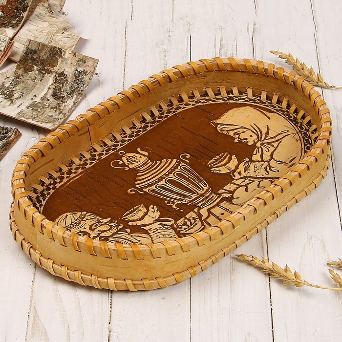 Сухарница «Чаепитие», 16×29×4 см, береста