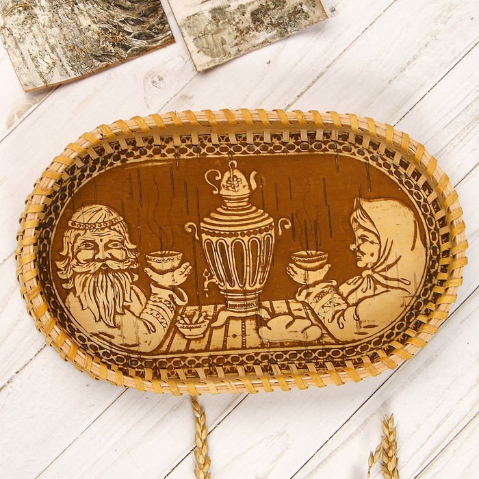 Сухарница «Чаепитие», 16×29×4 см, береста