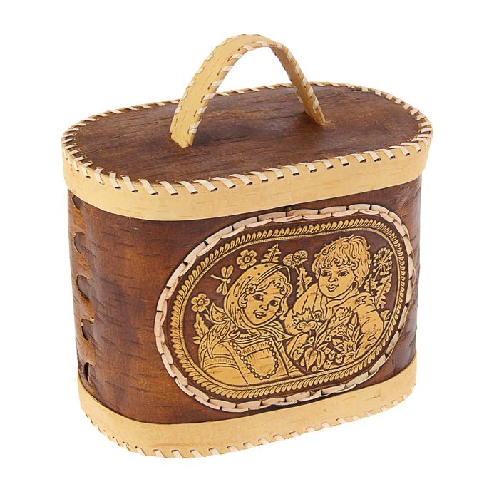 Хлебница «Дети», тиснёная 25х16х20см, береста
