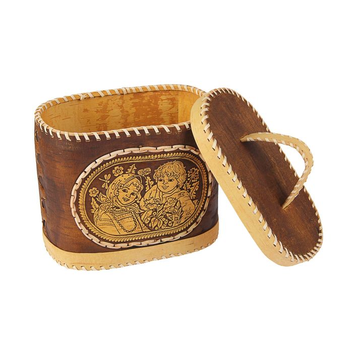 Хлебница «Дети», тиснёная 25х16х20см, береста