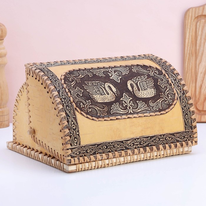 лапти сувенирные 15 см береста Хлебница «Лебедь», 28×22×15 см, береста