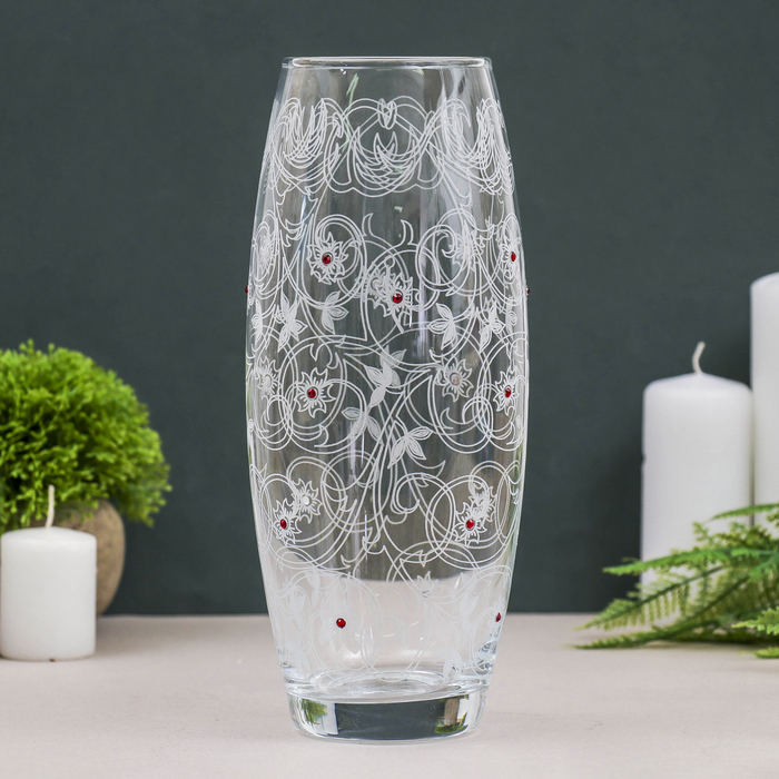 Ваза "Флора" с гравировкой и стразами