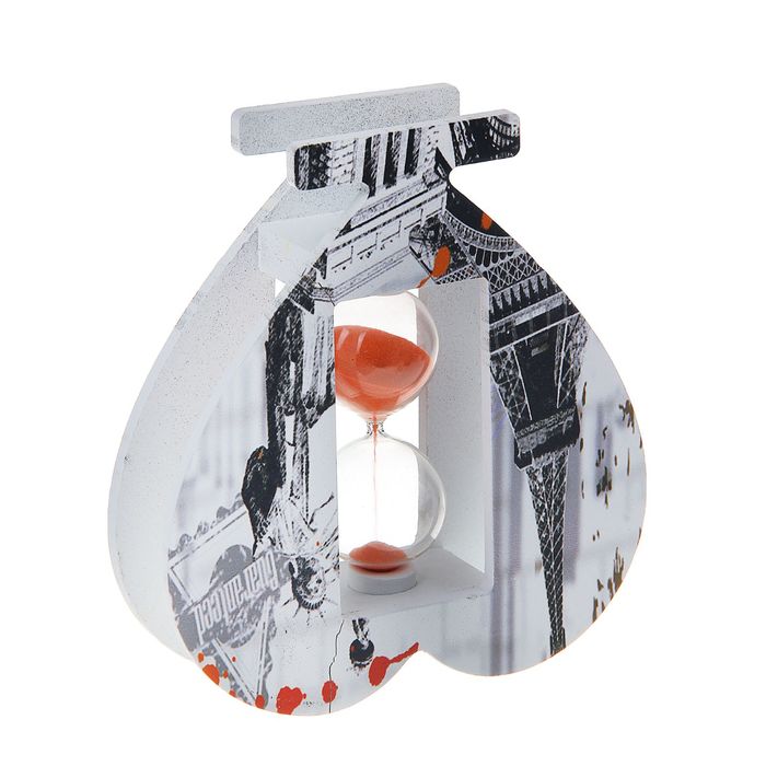 Часы песочные с картинкой "Путешествия" форма сердца МИКС 14х4х15,2 см