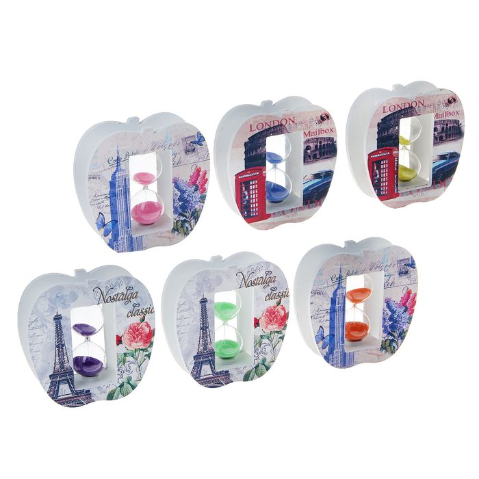 Часы песочные с картинкой &quot;Европа&quot; форма яблока МИКС 13х4х13 см