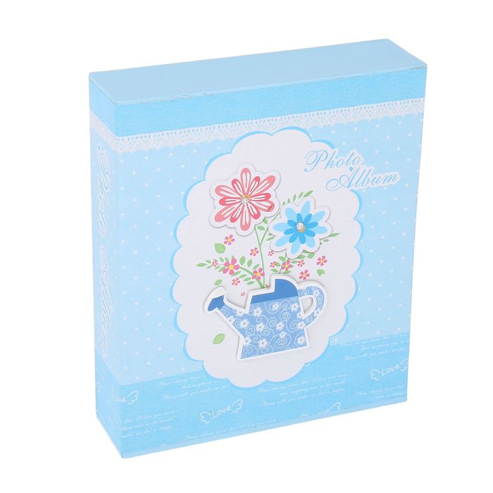 Фотоальбом на 80 фото 10х15 см "Цветочки со стразой в вазе/чайнике" МИКС