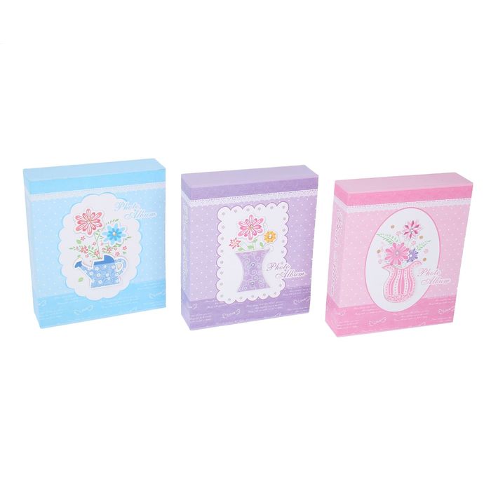 Фотоальбом на 80 фото 10х15 см "Цветочки со стразой в вазе/чайнике" МИКС