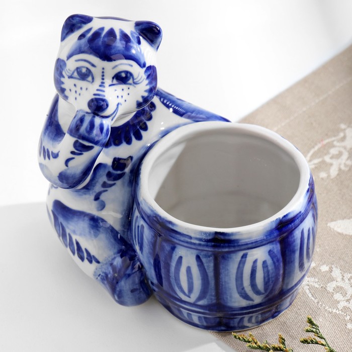 Бочонок для мёда «Мишкина сладость», гжель, кобальт