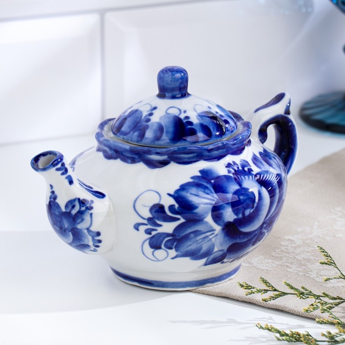 Чайник «Утро», гжель, кобальт