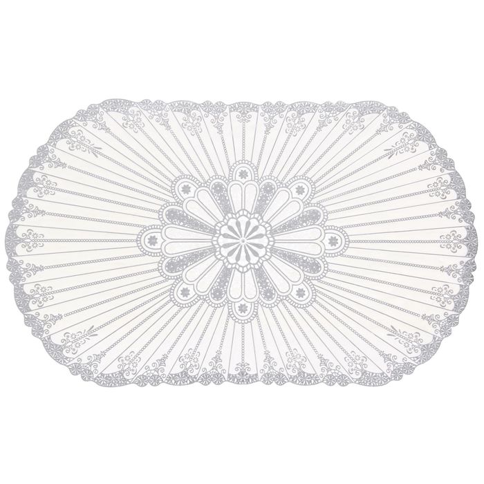 Салфетка ажурная ПВХ 100х60 см &quot;Лучи&quot;, цвет серебро