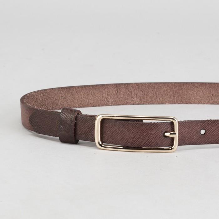 Ремень женский "Лея", пряжка и винт под золото, ширина 1см, цвет кофейный