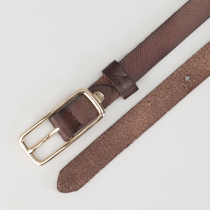 Ремень женский "Лея", пряжка и винт под золото, ширина 1см, цвет кофейный