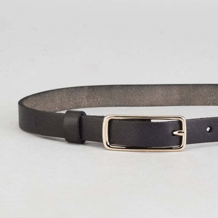 Ремень женский "Лея", пряжка и винт под золото, ширина 1см, цвет чёрный