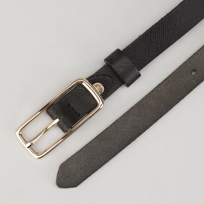 Ремень женский "Лея", пряжка и винт под золото, ширина 1см, цвет чёрный