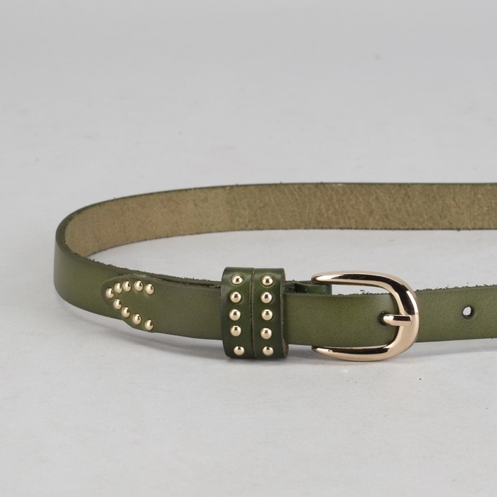 Ремень женский "Риз", пряжка и винт под золото, ширина 2см, зеленый