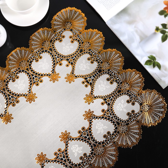 Салфетка ажурная ПВХ 84х40 см &quot;Веер&quot; золото