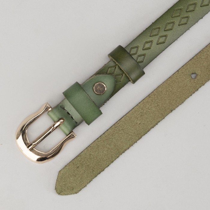 Ремень женский "Лиза", пряжка и винт под золото, ширина 2см, цвет зелёный