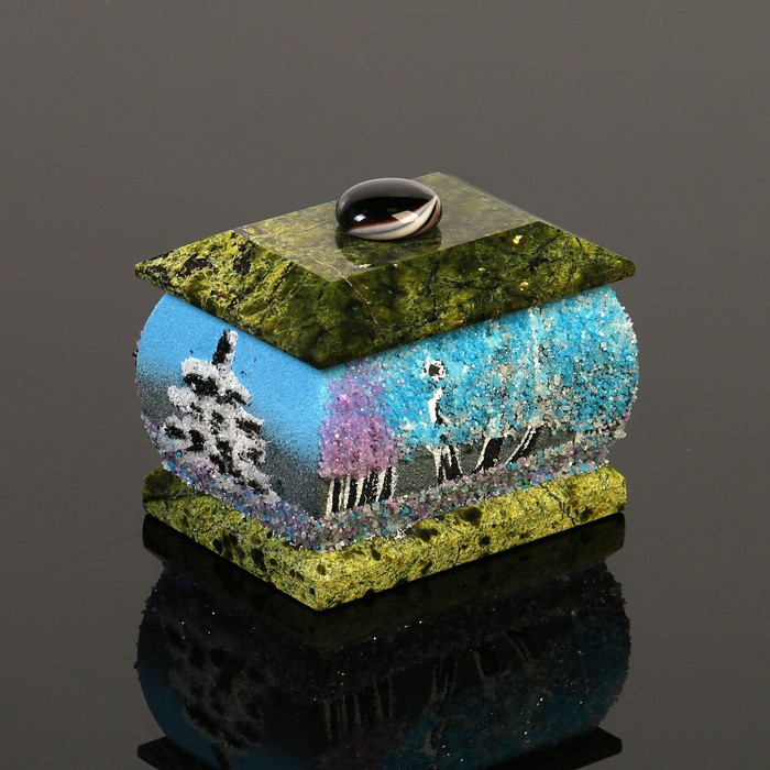 Шкатулка рисованная с ручками "Зима"5х7 см 122206 серпент