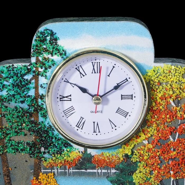 Часы "Наполеон. Осень" 27х15х4 см, каменная крошка, змеевик