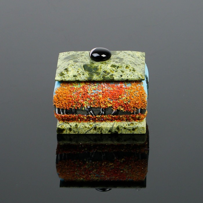 Шкатулка с ручкой "Осень"5х7 см, каменная крошка, серпент