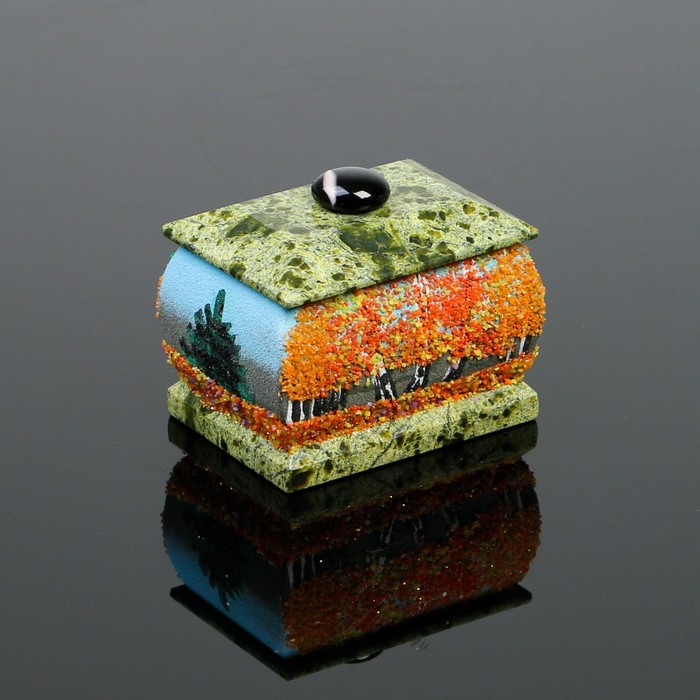 Шкатулка с ручкой "Осень"5х7 см, каменная крошка, серпент