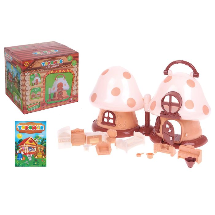 Дом для друзей "Теремок" с аксессуарами, световой и звуковой эффекты, книжка со сказкой "Теремок", БОНУС - сказочные животные для вырезания