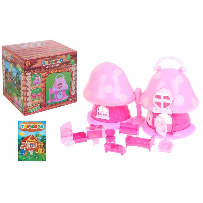 Дом для друзей "Теремок" с аксессуарами, световой и звуковой эффекты, книжка со сказкой "Теремок", БОНУС - сказочные животные для вырезания