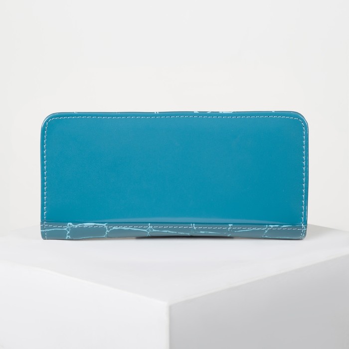 Кошелёк женский на кнопке, 2 отдела, отдел для монет, бирюзовый скат