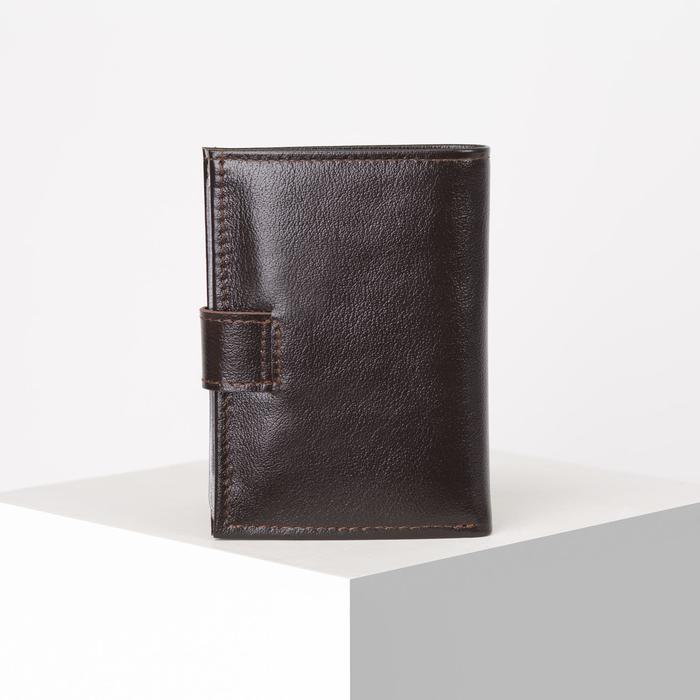 Пормоне мужское 2 в 1, отдел для купюр, отдел для монет, отдел для автодокументов, цвет коричневый матовый