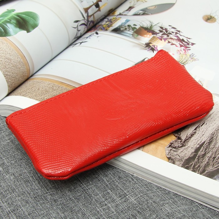 Ключница на молнии, 2 кольца, игуана, цвет красный