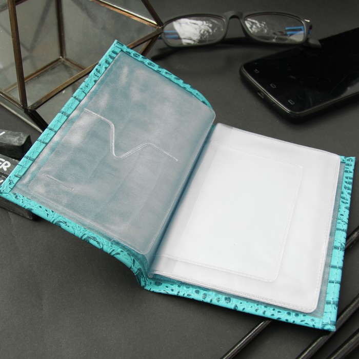 Обложка для автодокументов, светло-голубой