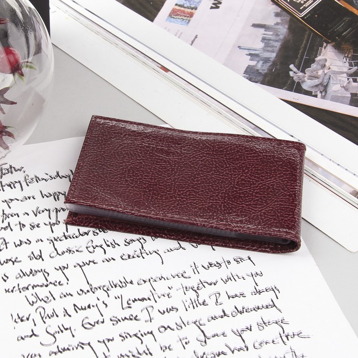 Визитница, 1 ряд, 18 листов, аметист, цвет бордовый