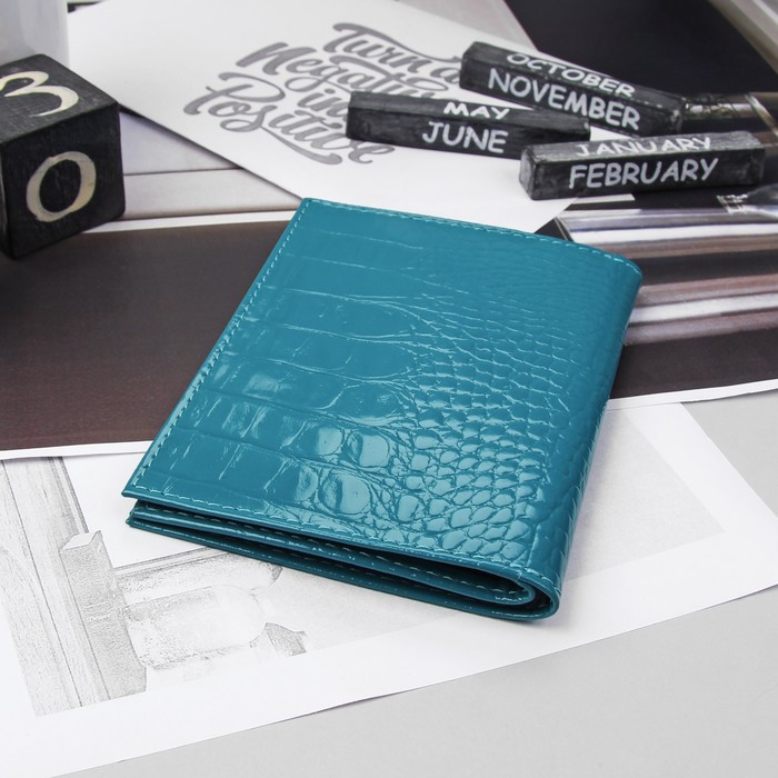 Обложка для автодокументов и паспорта, бирюзовый кайман