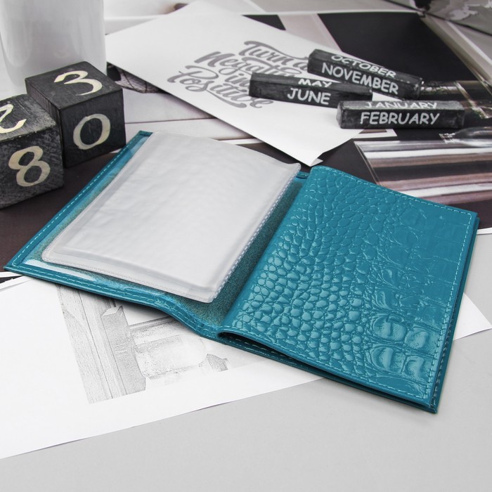 Обложка для автодокументов и паспорта, бирюзовый кайман