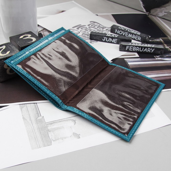Обложка для автодокументов и паспорта, бирюзовый кайман