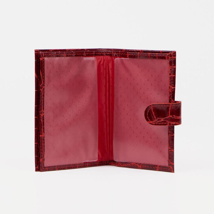 Обложка для автодокументов и паспорта, отдел для купюр, карманы для карт, скат, цвет красный